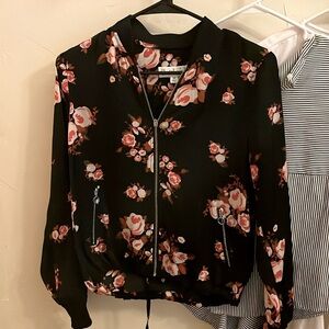 Zip up sheer floral jacket
